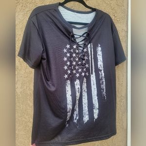 American flag V-neck shirt
